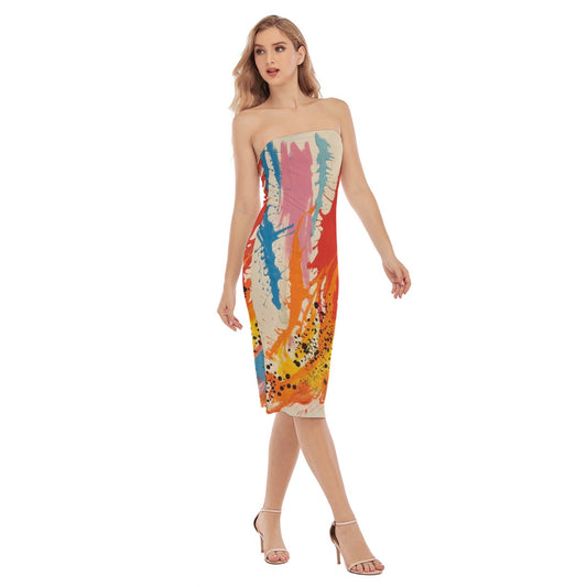 All-Over Print Women's Side Split Tube Top Dress