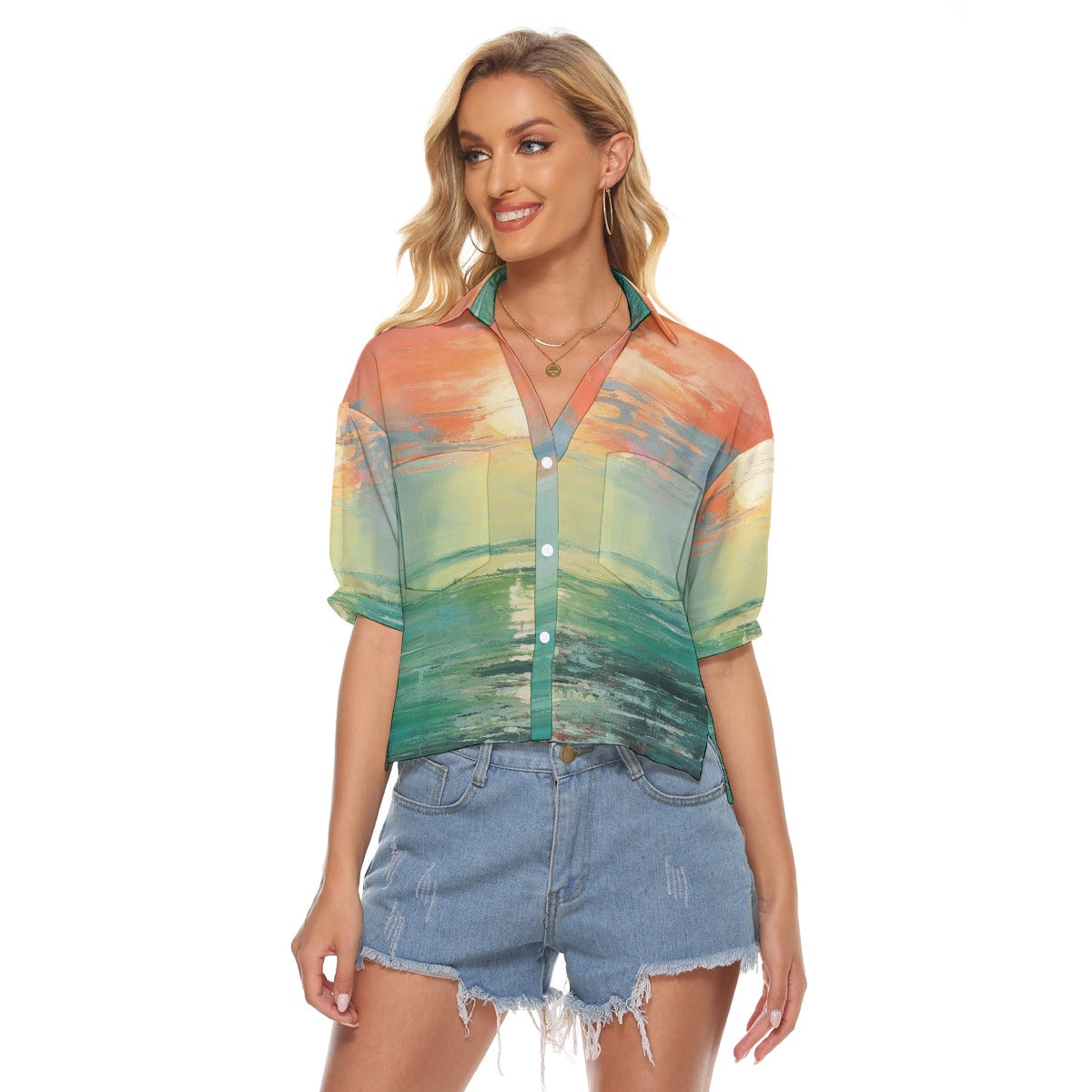 All-Over Print Women's V-neck Shirts