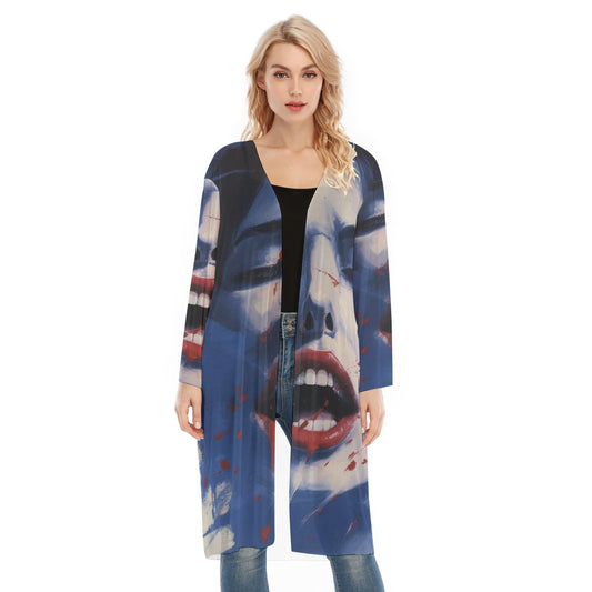 All- Over Print Women's Long Sleeve Mesh Cardigan