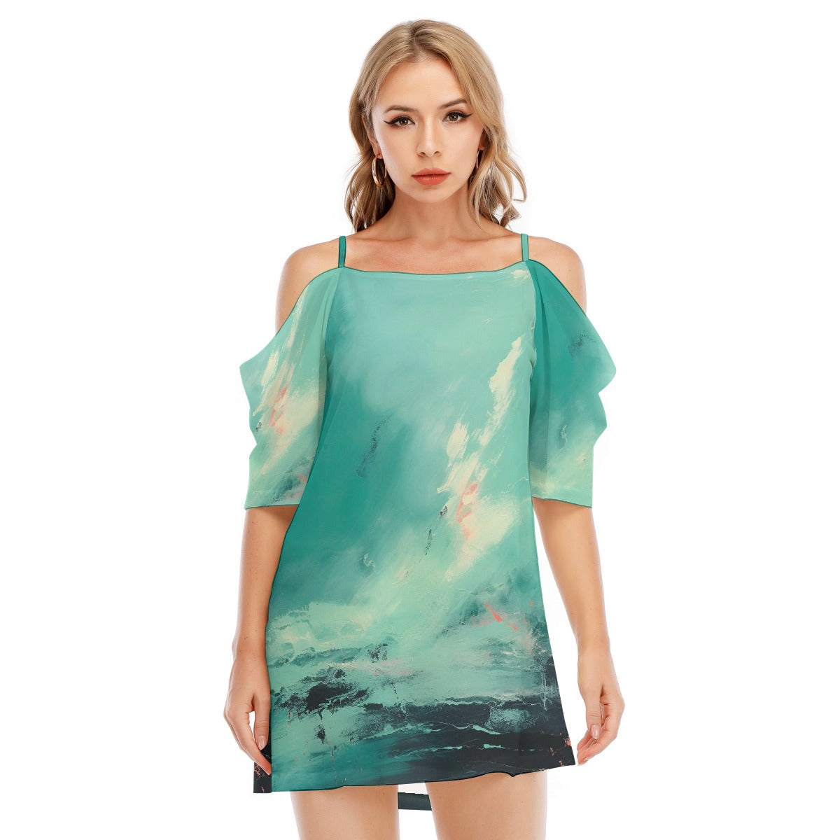 All-Over Print Women's Off-shoulder Cami Dress