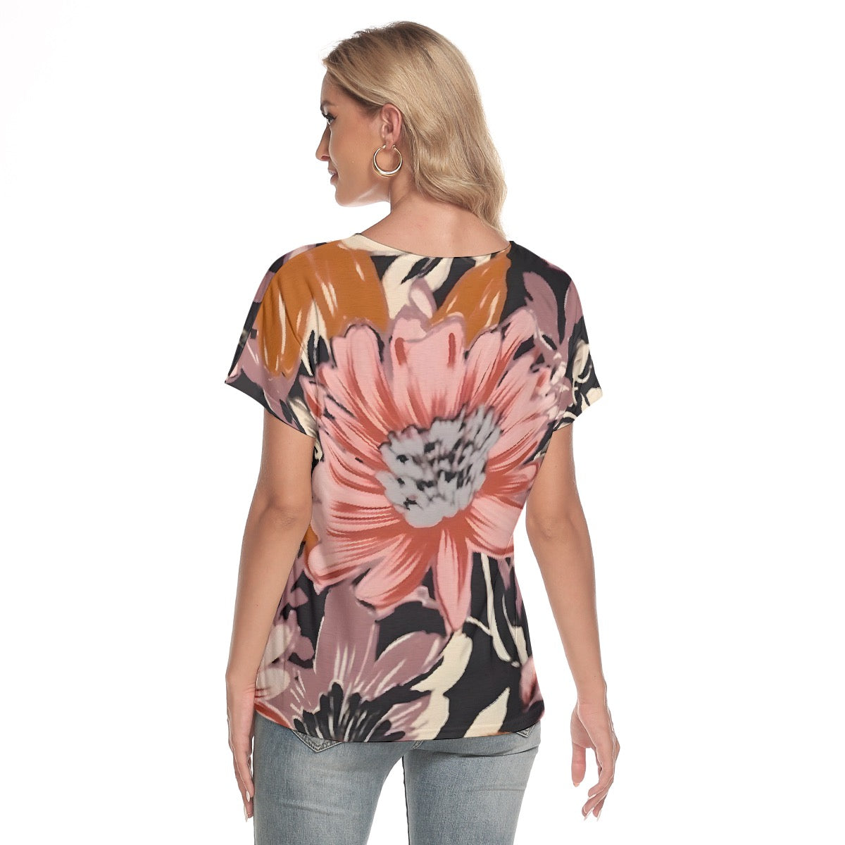 All-Over Print Women's Loose V-neck Short Sleeve T-shirt