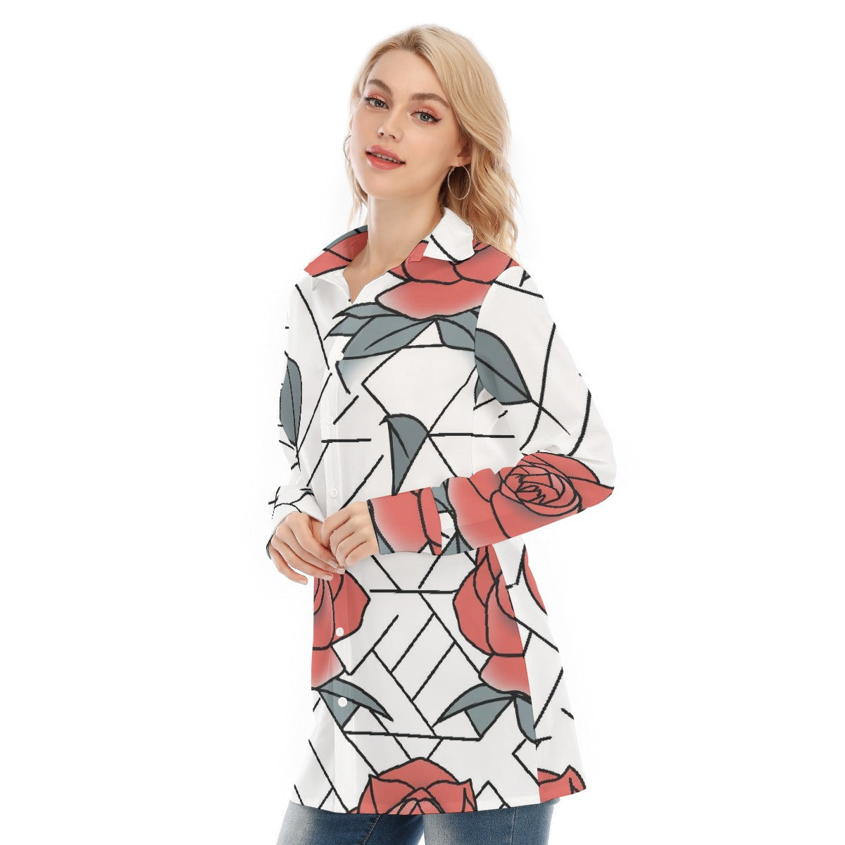 All-Over Print Women's Long Shirt