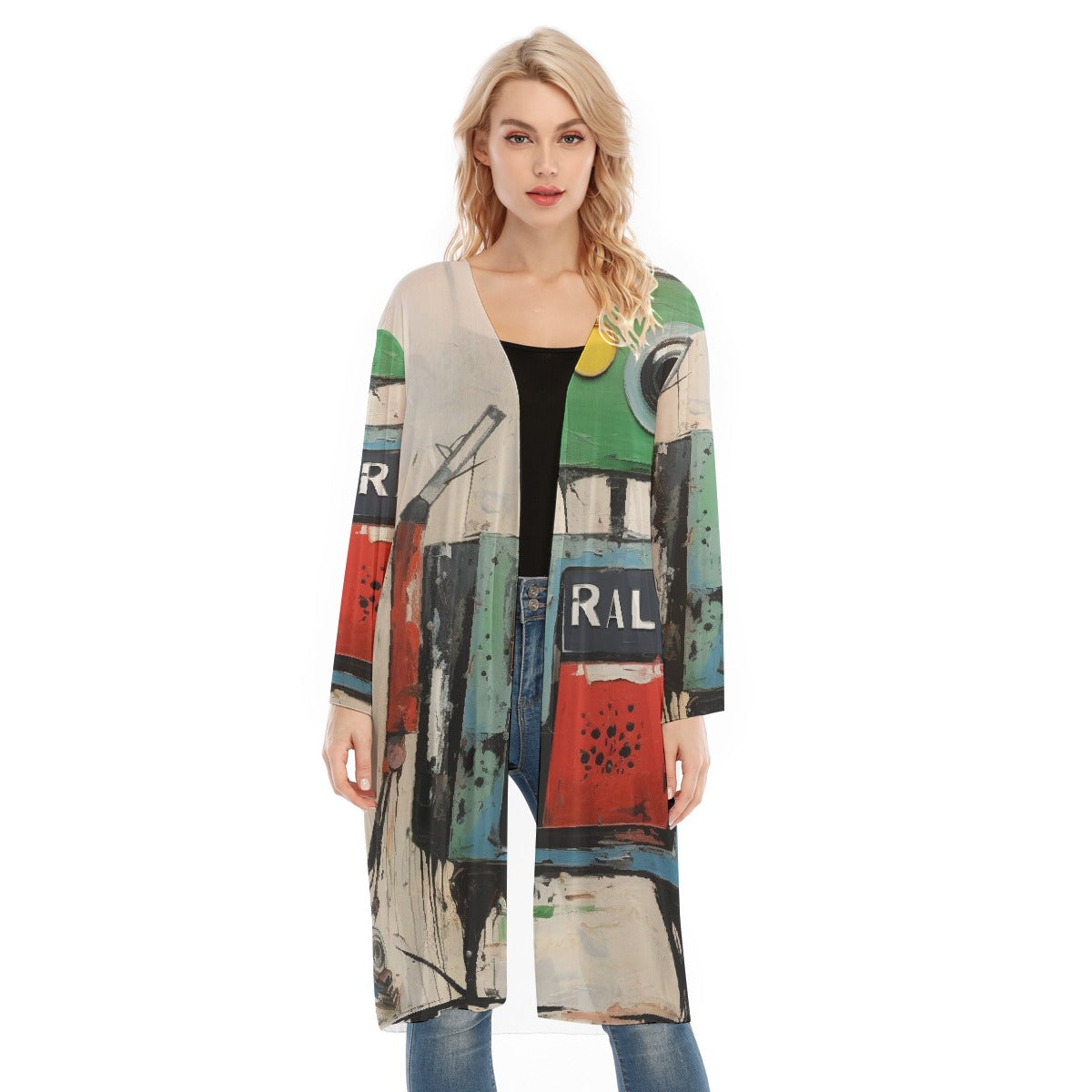 All- Over Print Women's Long Sleeve Mesh Cardigan