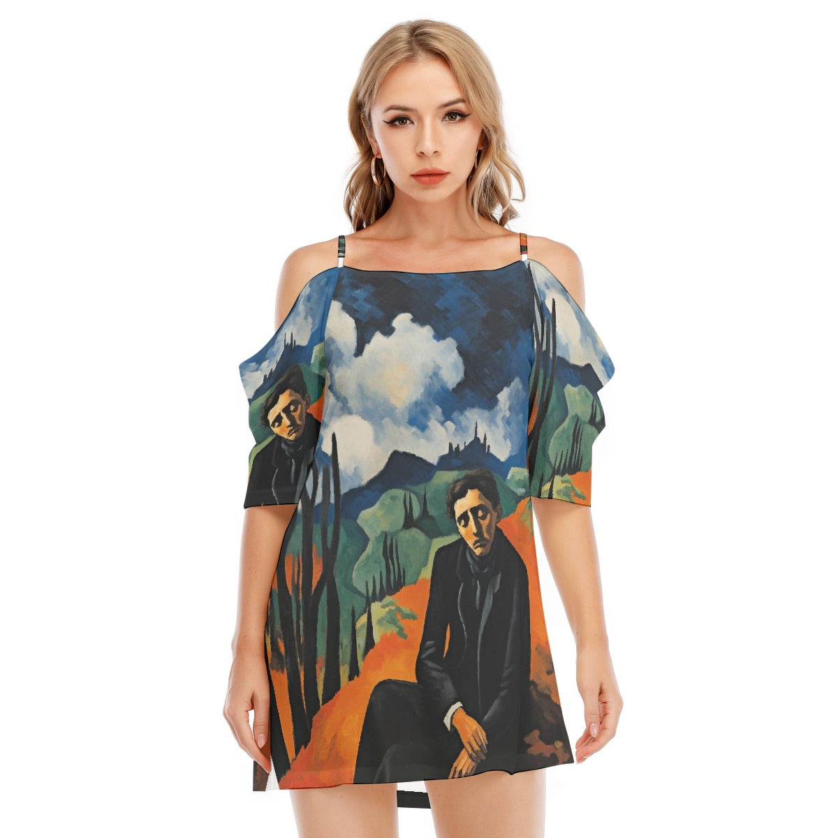 All-Over Print Women's Off-shoulder Cami Dress