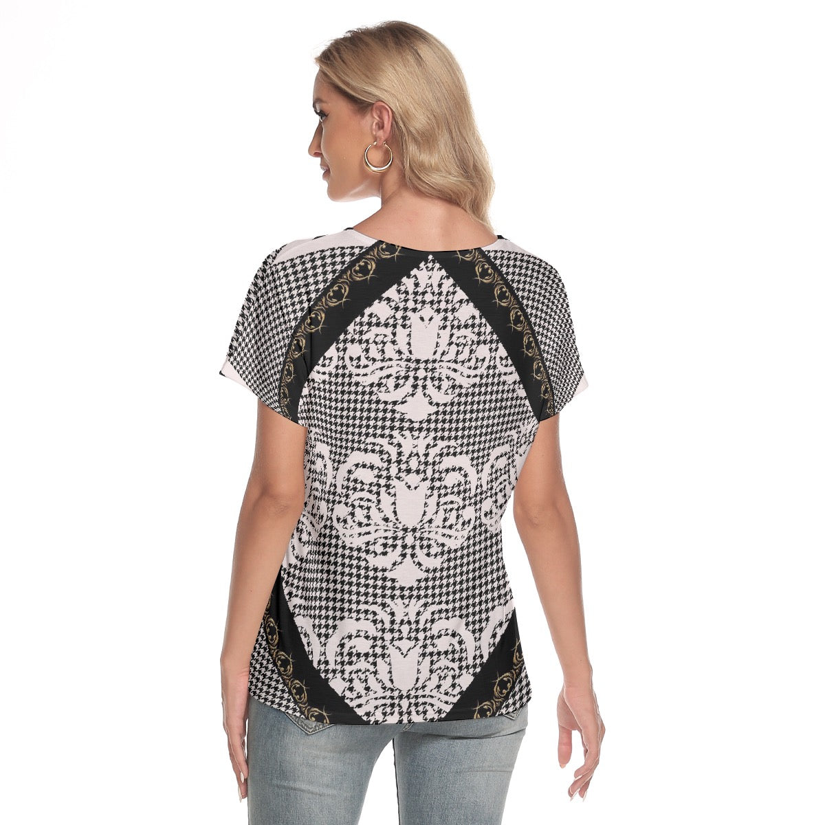 All-Over Print Women's Loose V-neck Short Sleeve T-shirt