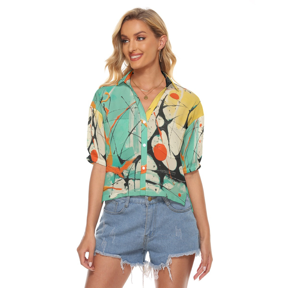 All-Over Print Women's V-neck Shirts