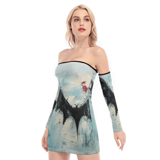 All-Over Print Women's Off-shoulder Back Lace-up Dress