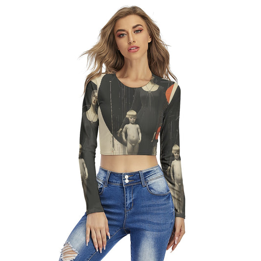 All-Over Print Women's Round Neck Crop Top T-Shirt