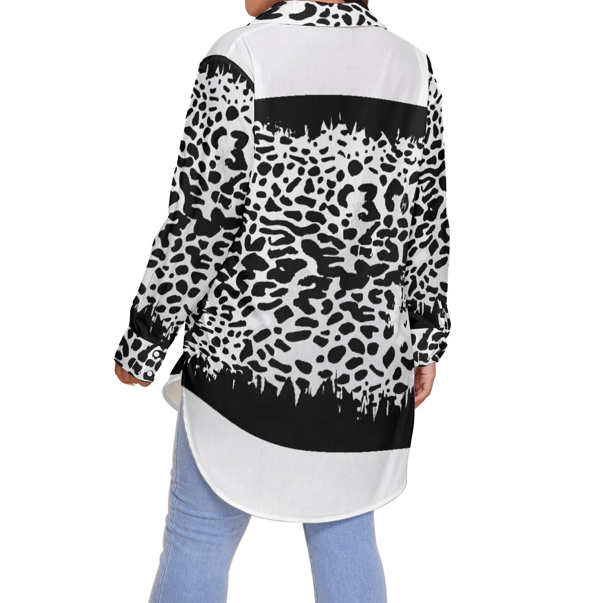 All-Over Print Women's Shirt With Long Sleeve(Plus Size)