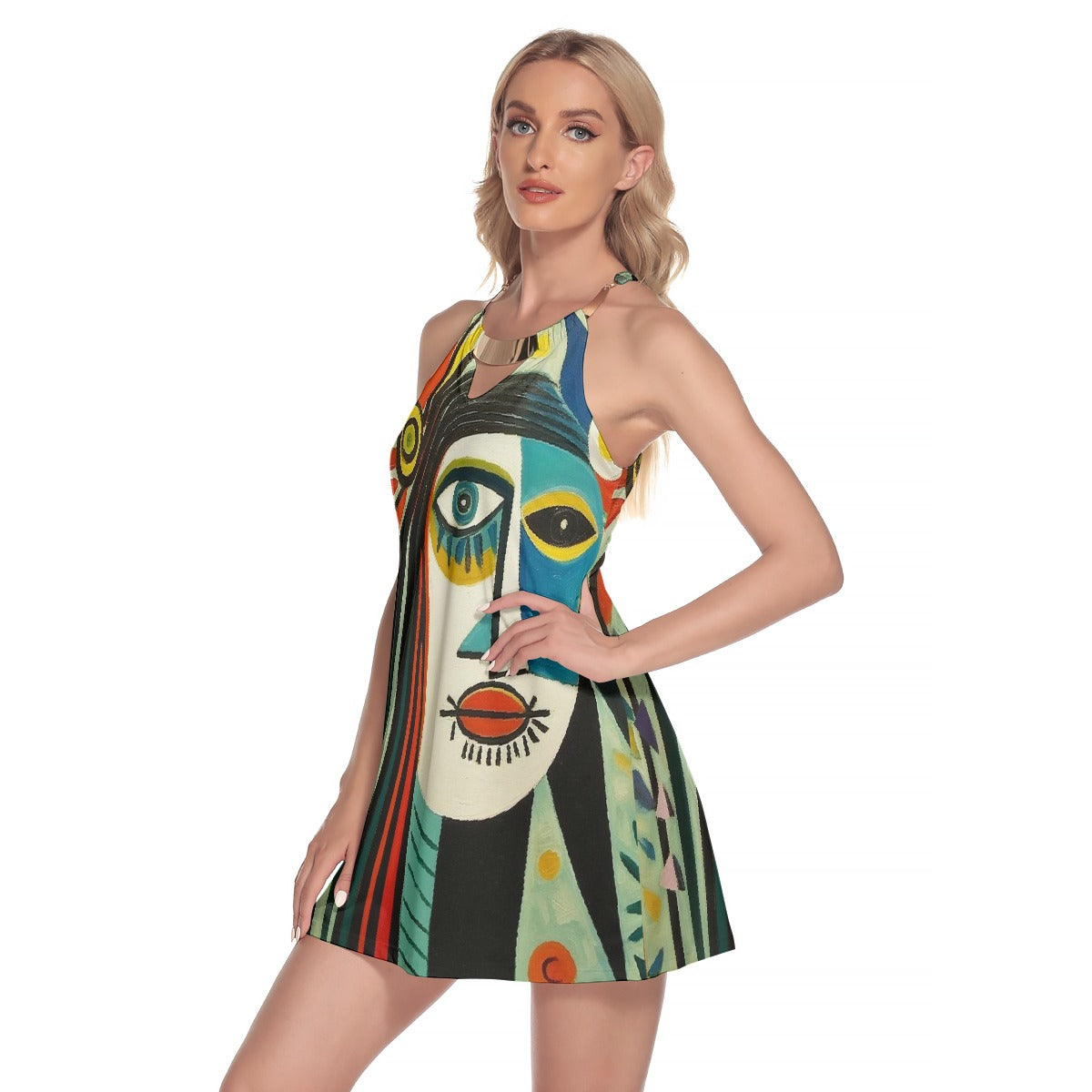 All-Over Print Women's Round Neck Above Knee Dress