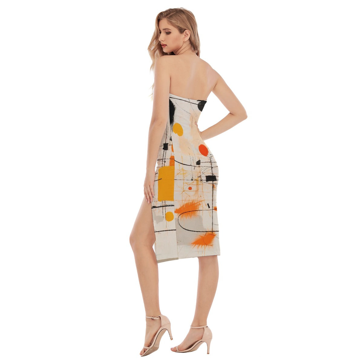 All-Over Print Women's Side Split Tube Top Dress