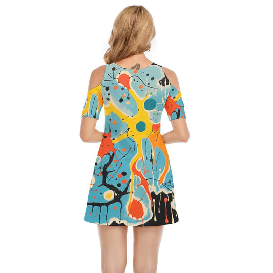 All-Over Print Women's Cold Shoulder Dress | 190GSM Cotton