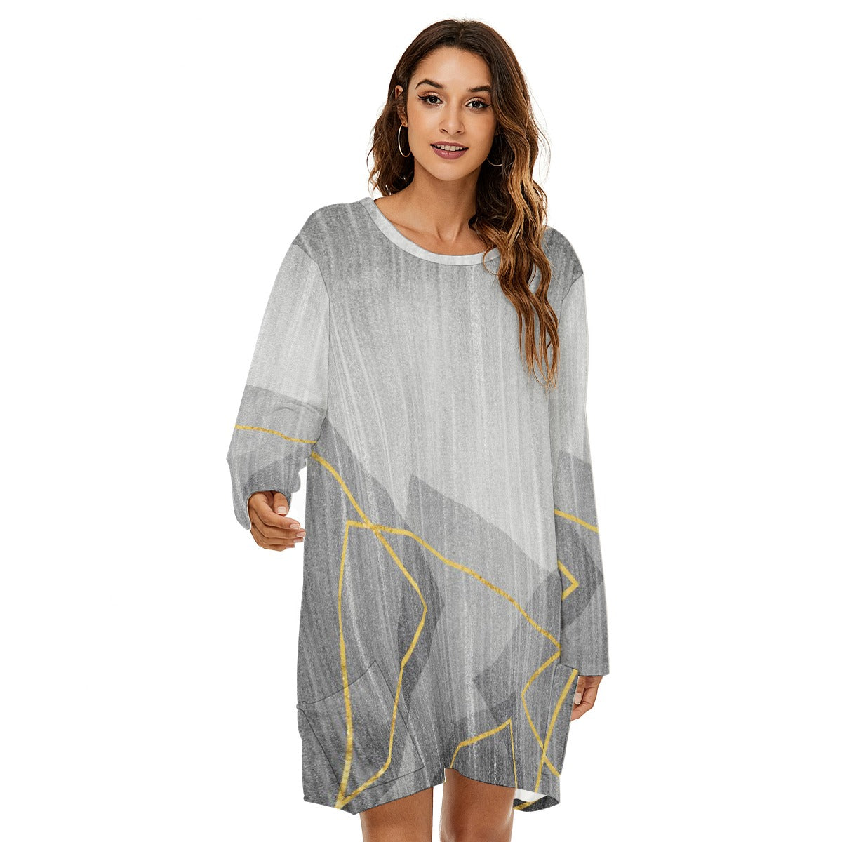 All-Over Print  Women's Loose Crew Neck Dress