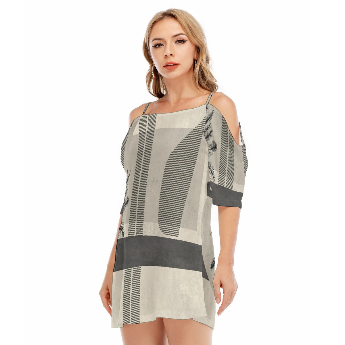 All-Over Print Women's Off-shoulder Cami Dress