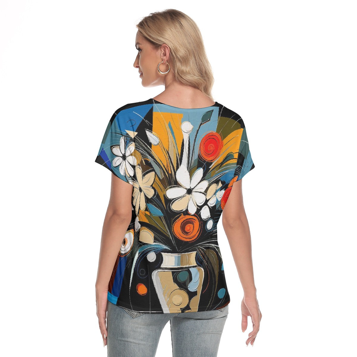 All-Over Print Women's Loose V-neck Short Sleeve T-shirt