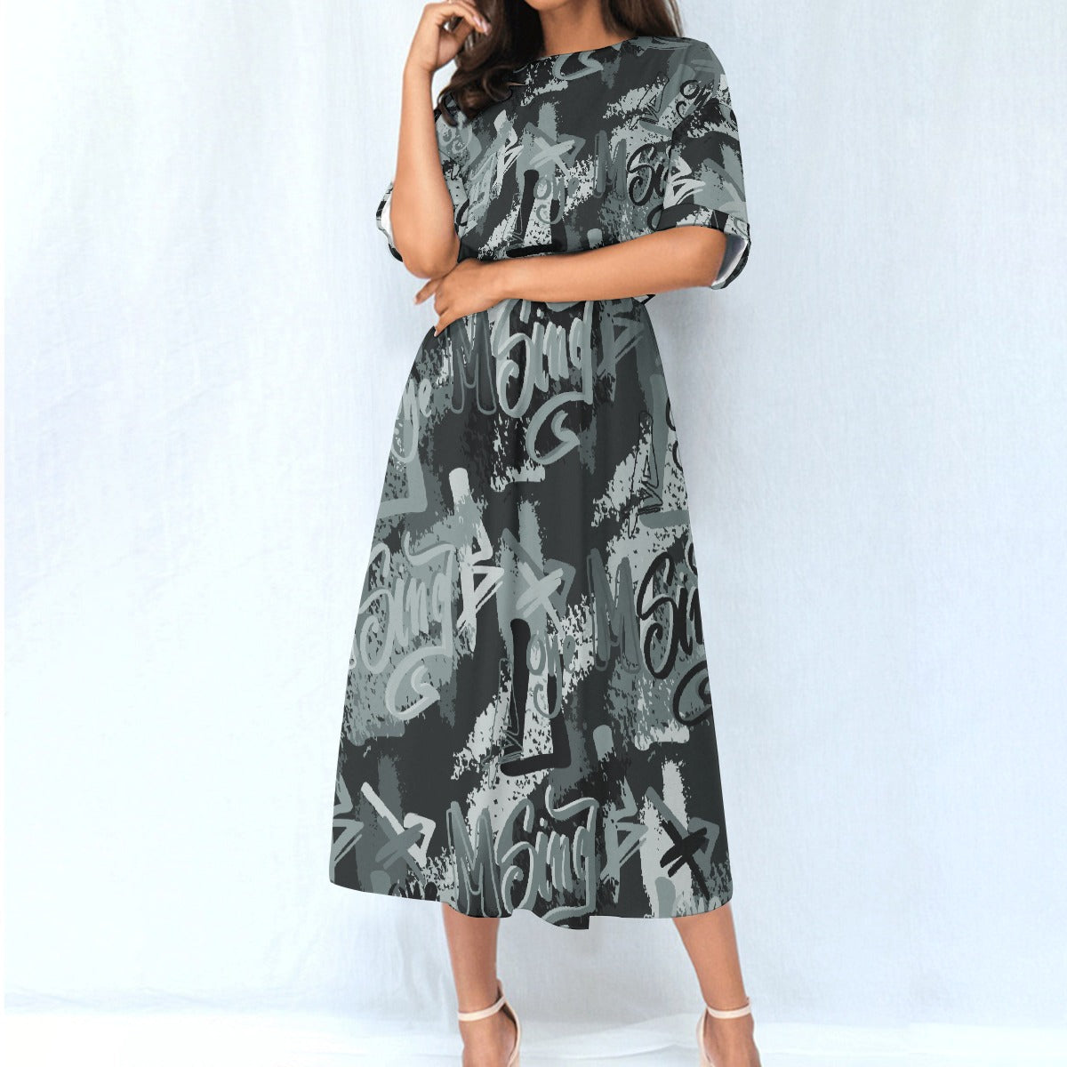 All-Over Print Women's Elastic Waist Dress