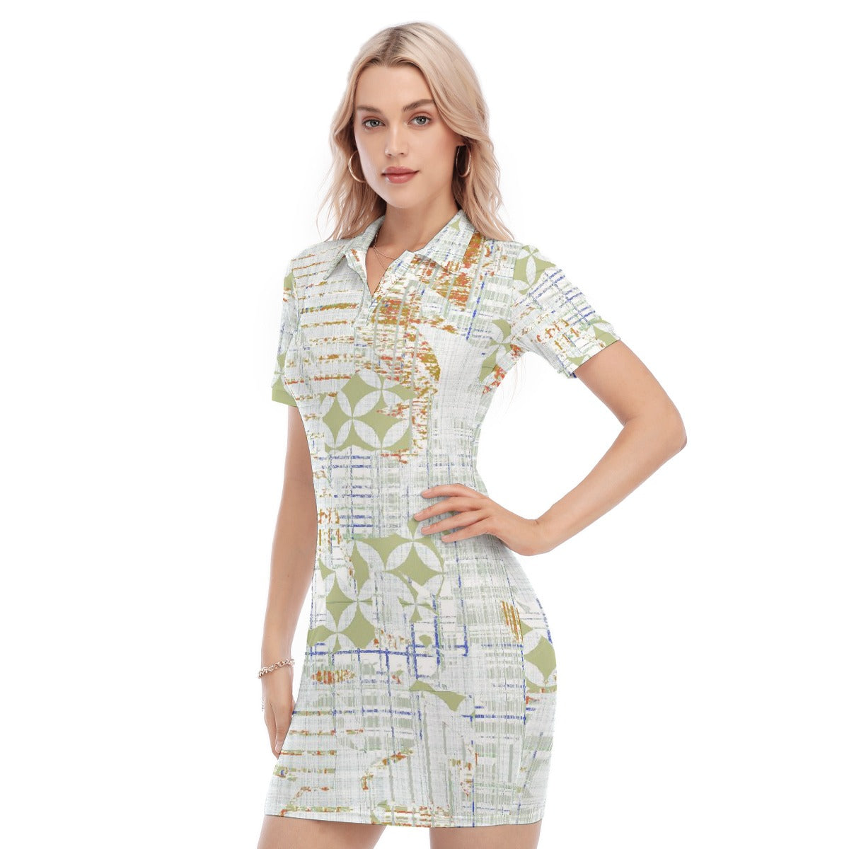 All-Over Print Women's Polo Collar Dress