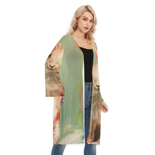 All- Over Print Women's Long Sleeve Mesh Cardigan