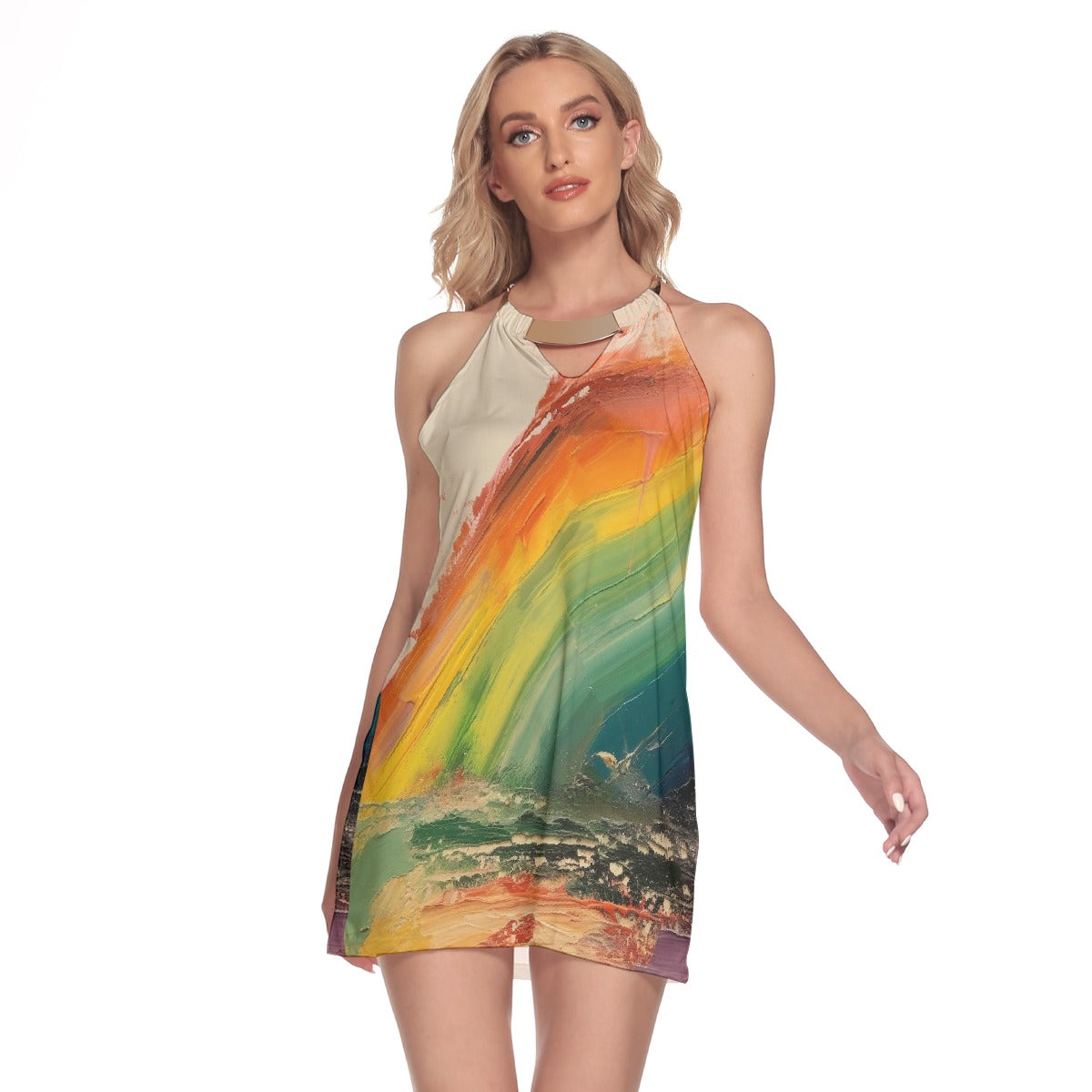 All-Over Print Women's Round Neck Above Knee Dress