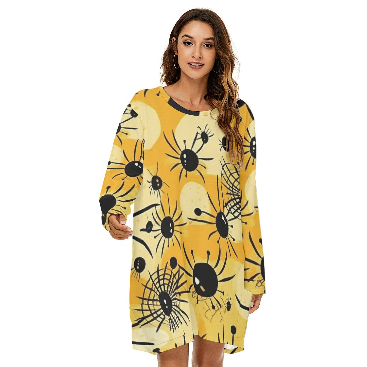 All-Over Print  Women's Loose Crew Neck Dress