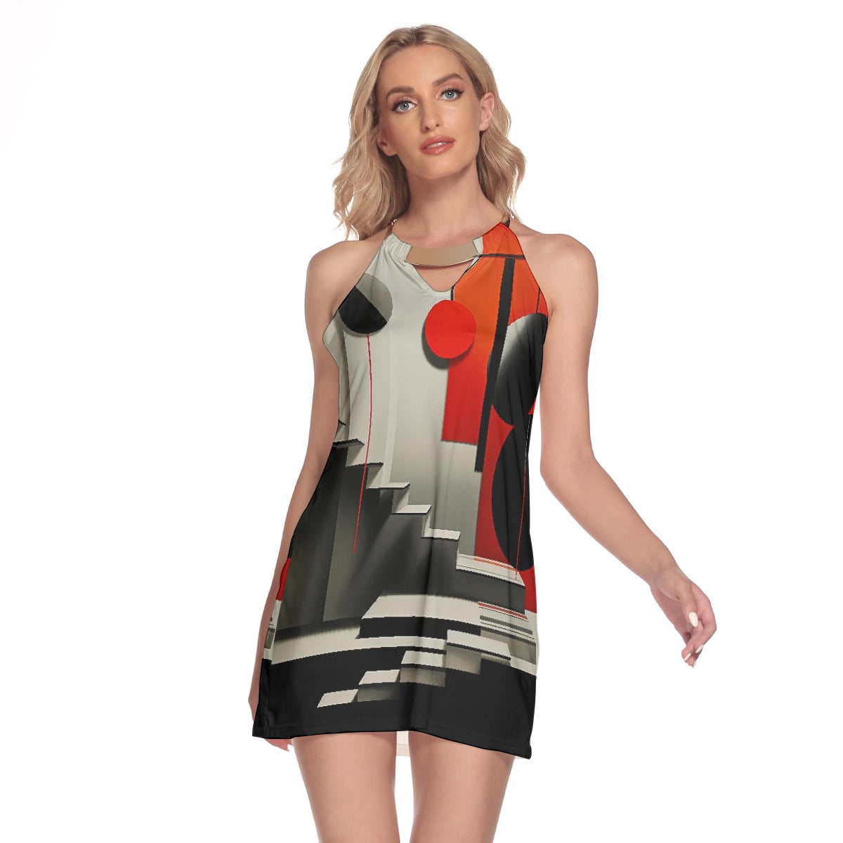 All-Over Print Women's Round Neck Above Knee Dress