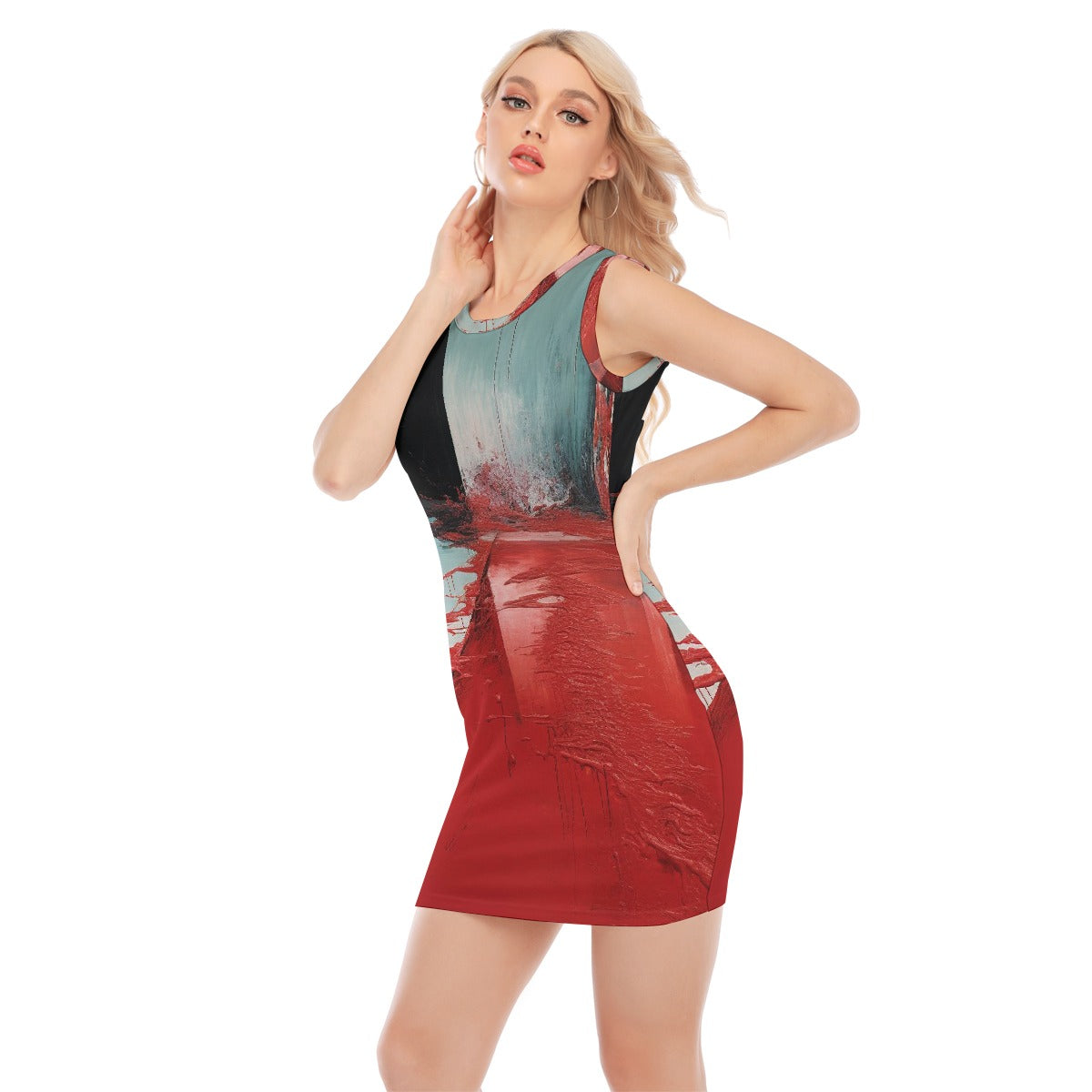 All-Over Print Women's O-neck Sleeveless Hip Skirt