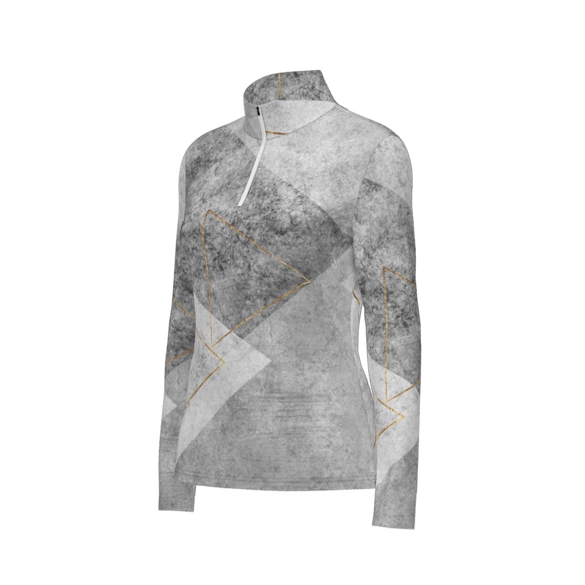 All-Over Print Women's Sports Collar Jersey With Long Sleeve