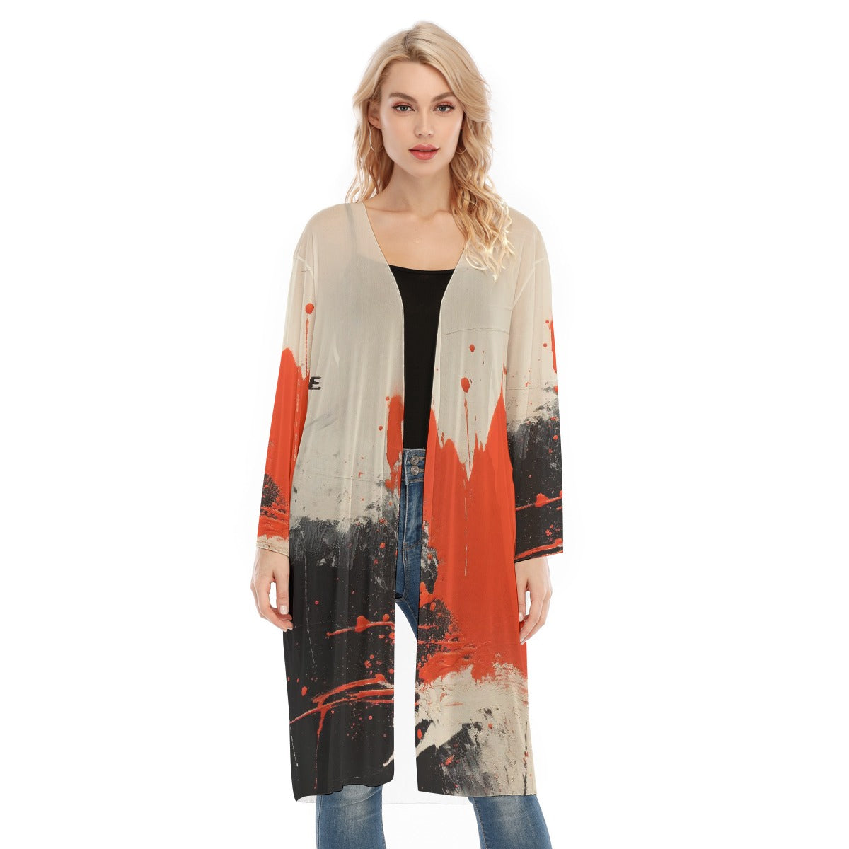 All- Over Print Women's Long Sleeve Mesh Cardigan