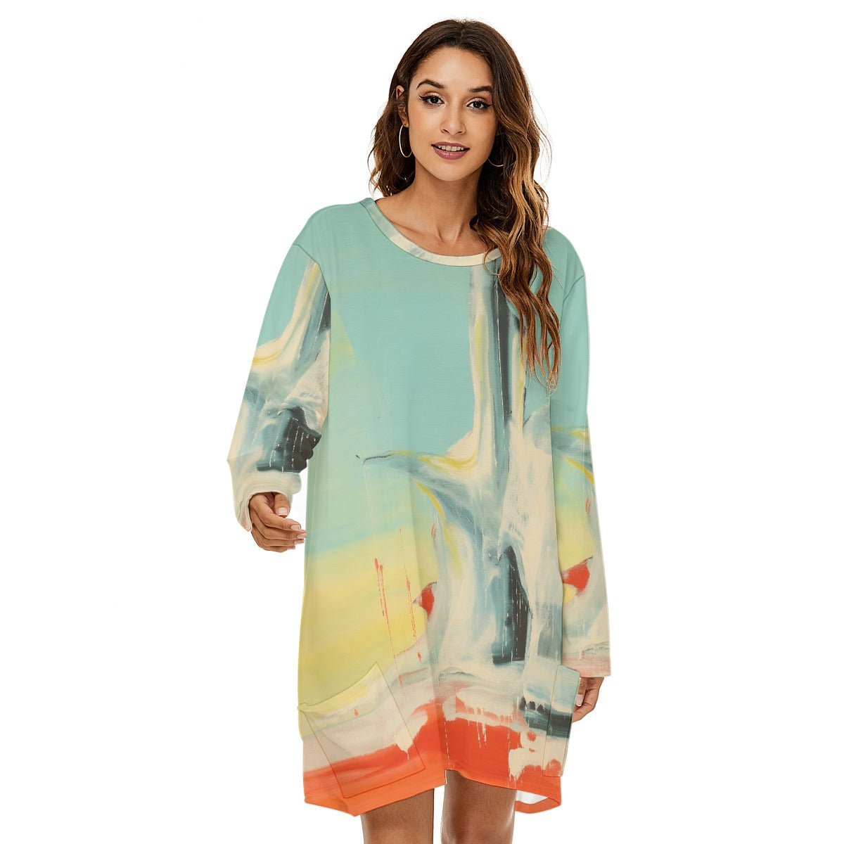 All-Over Print  Women's Loose Crew Neck Dress