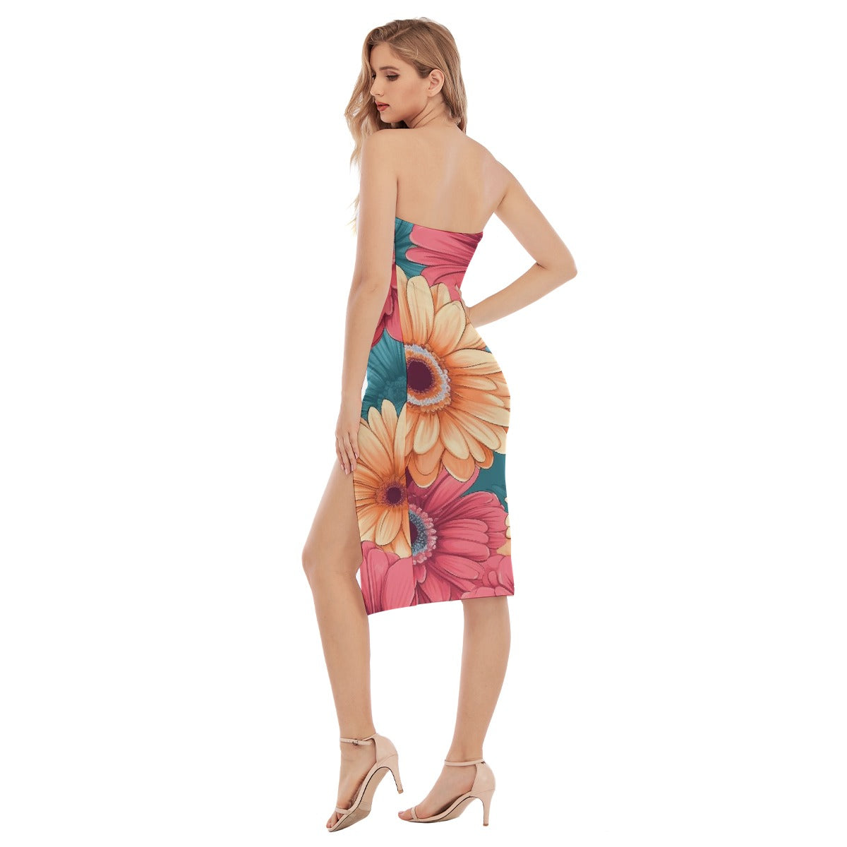 All-Over Print Women's Side Split Tube Top Dress