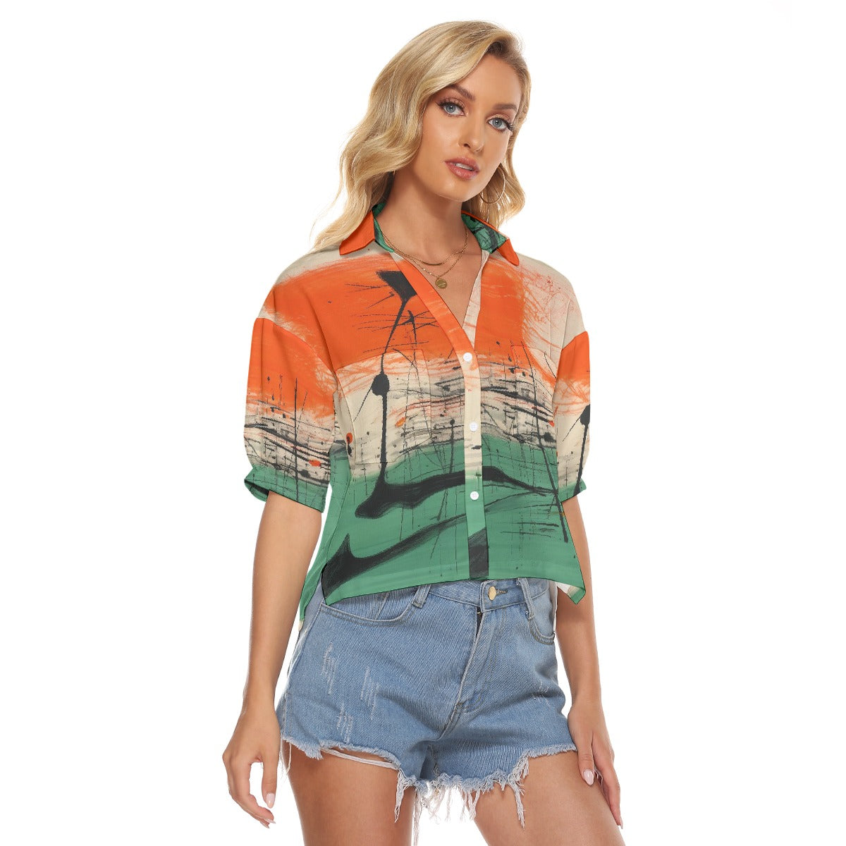 All-Over Print Women's V-neck Shirts