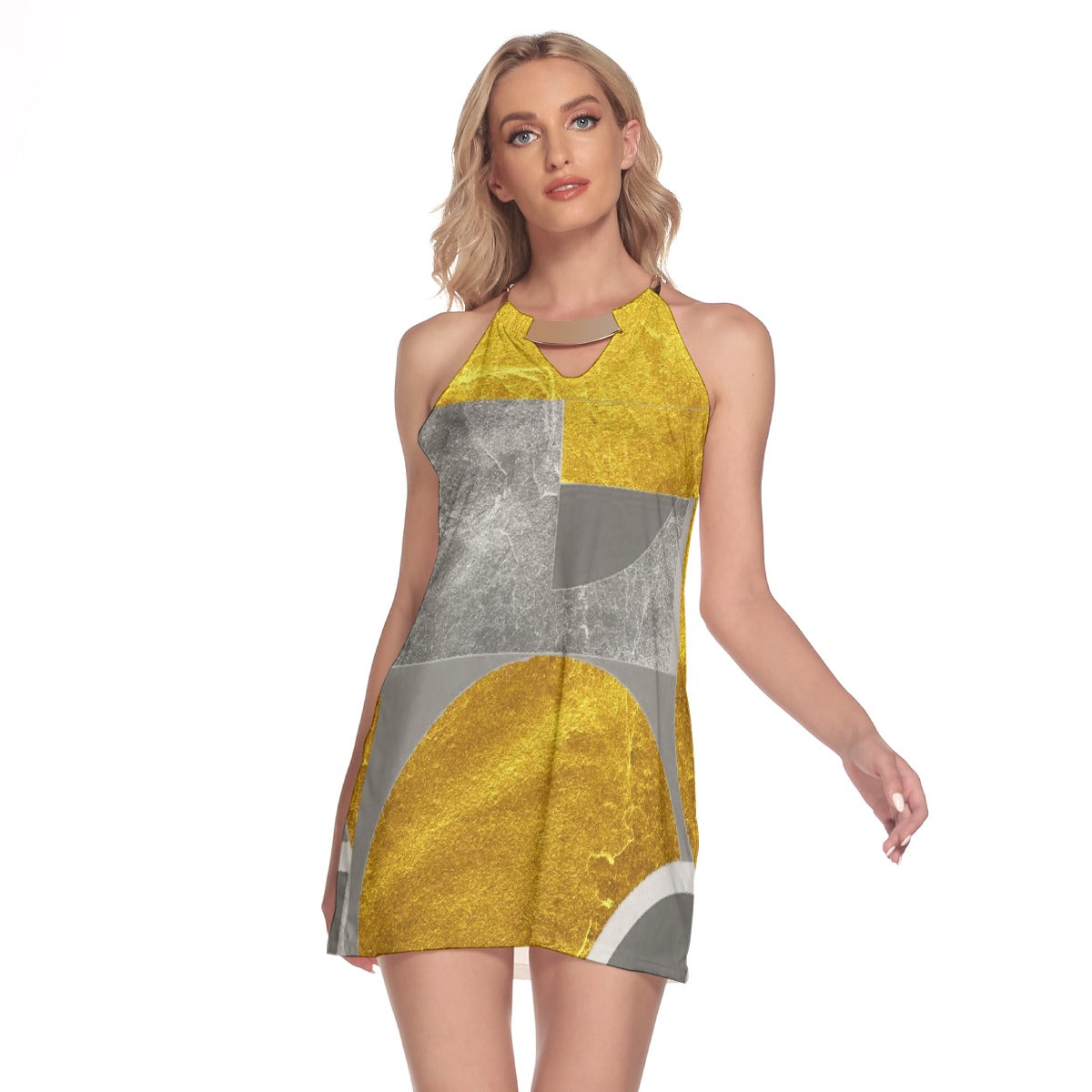 All-Over Print Women's Round Neck Above Knee Dress