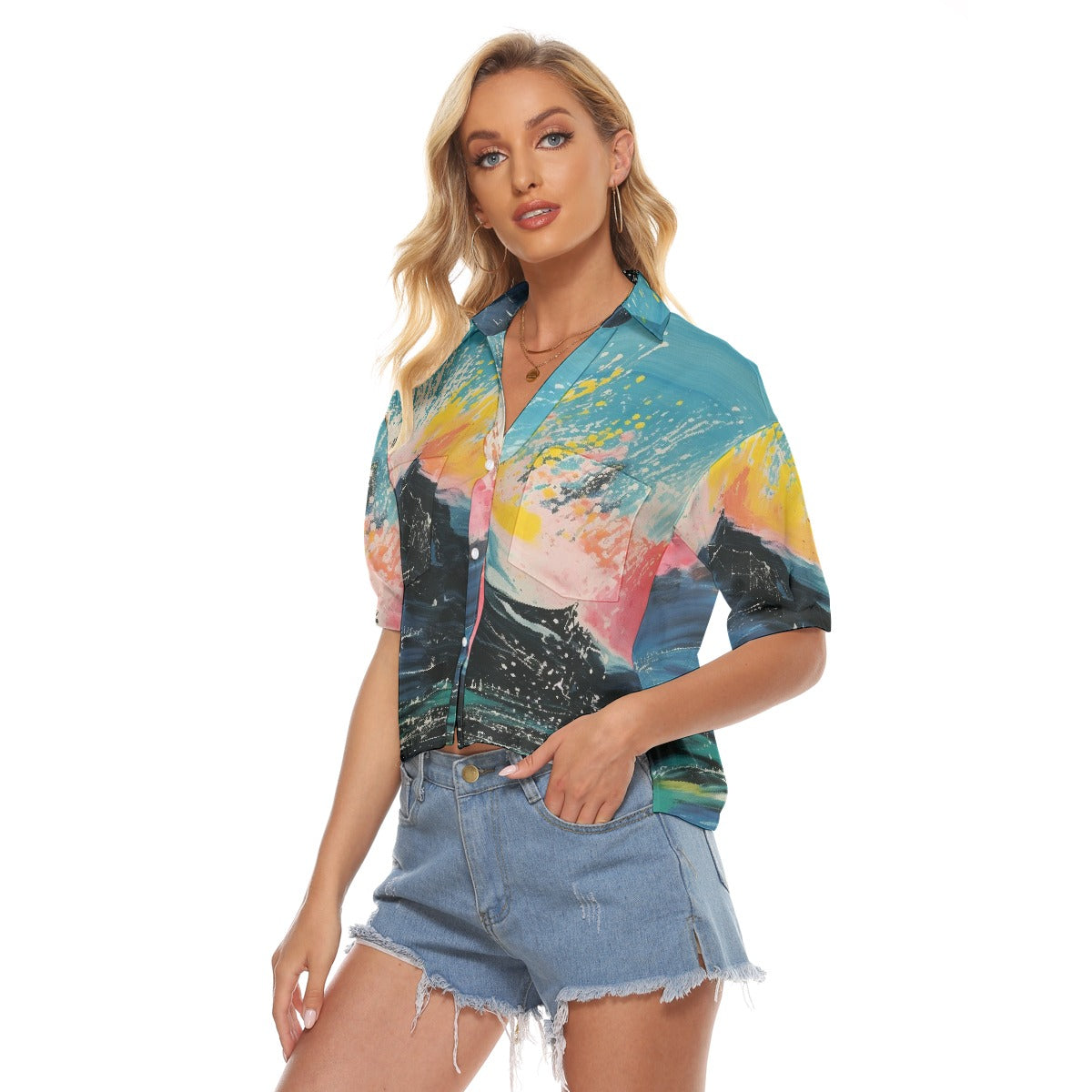 All-Over Print Women's V-neck Shirts