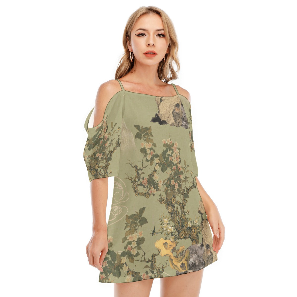 All-Over Print Women's Off-shoulder Cami Dress