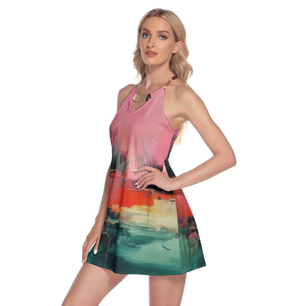 All-Over Print Women's Round Neck Above Knee Dress