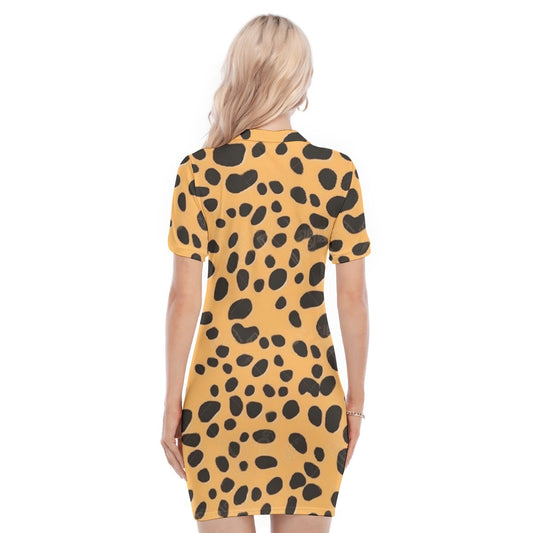 All-Over Print Women's Polo Collar Dress