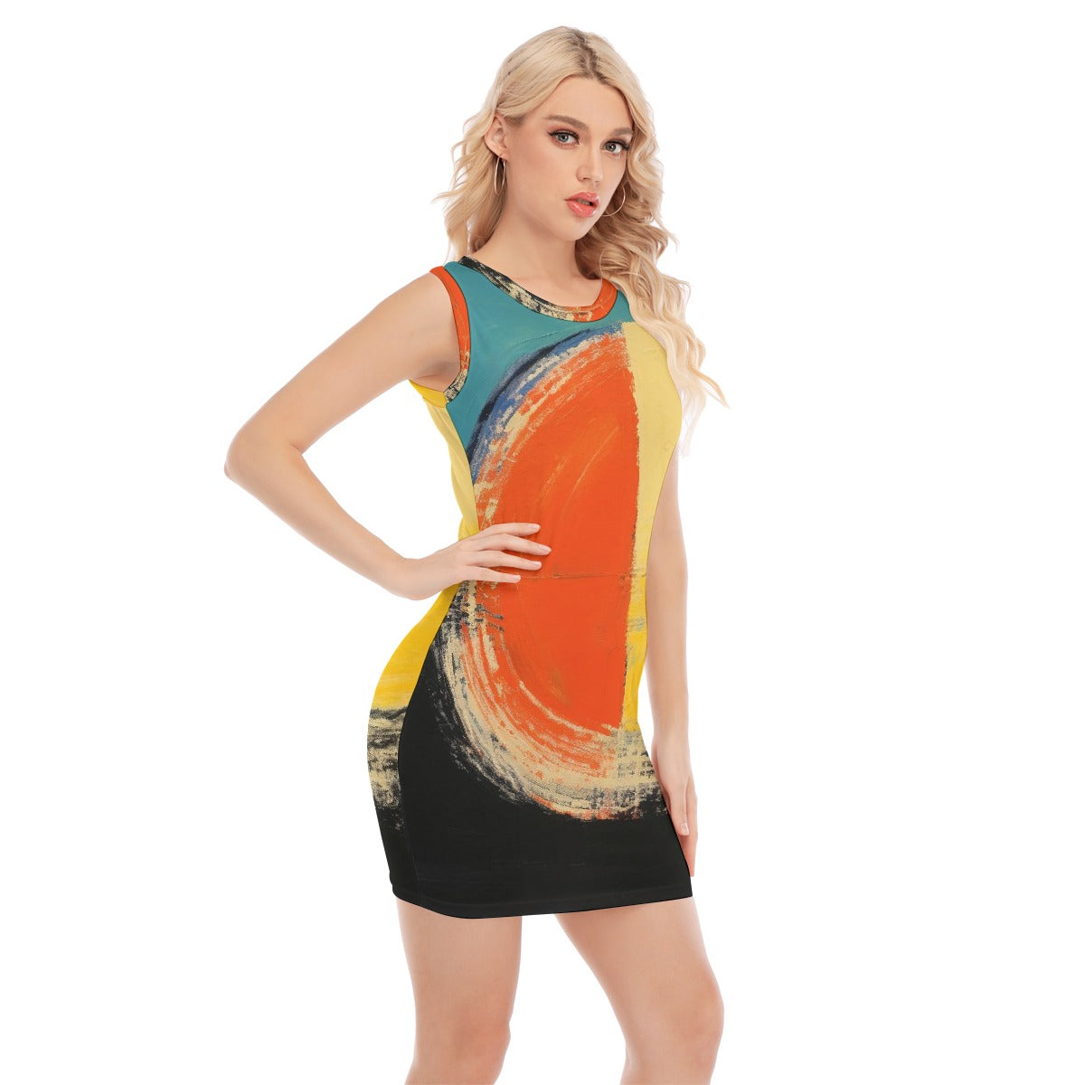 All-Over Print Women's O-neck Sleeveless Hip Skirt