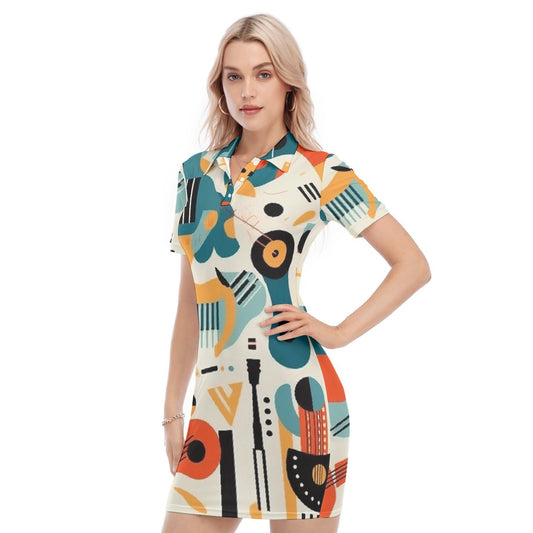 All-Over Print Women's Polo Collar Dress