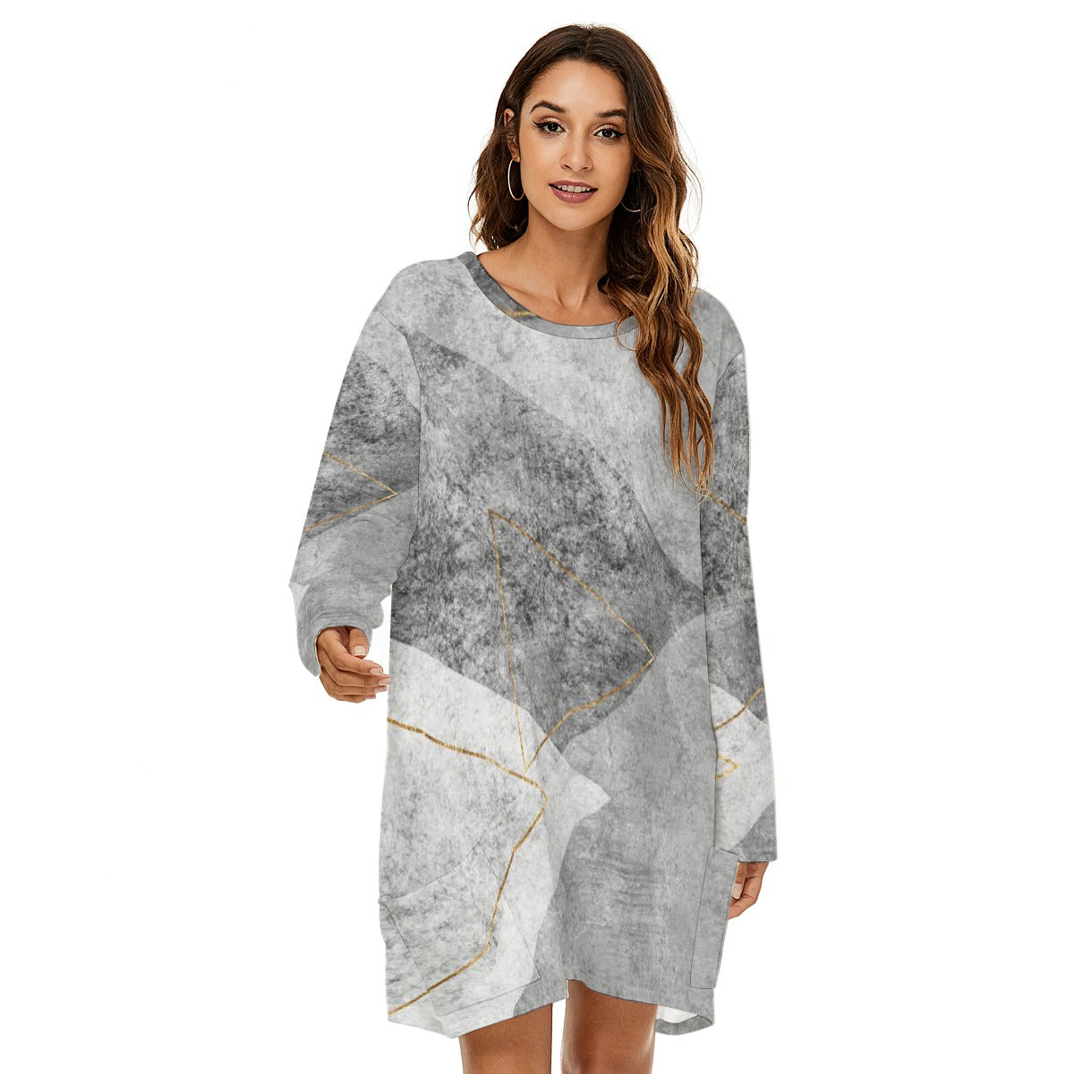 All-Over Print  Women's Loose Crew Neck Dress