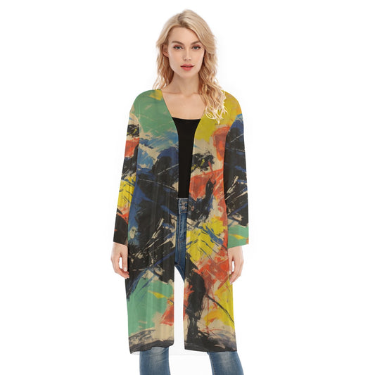 All- Over Print Women's Long Sleeve Mesh Cardigan