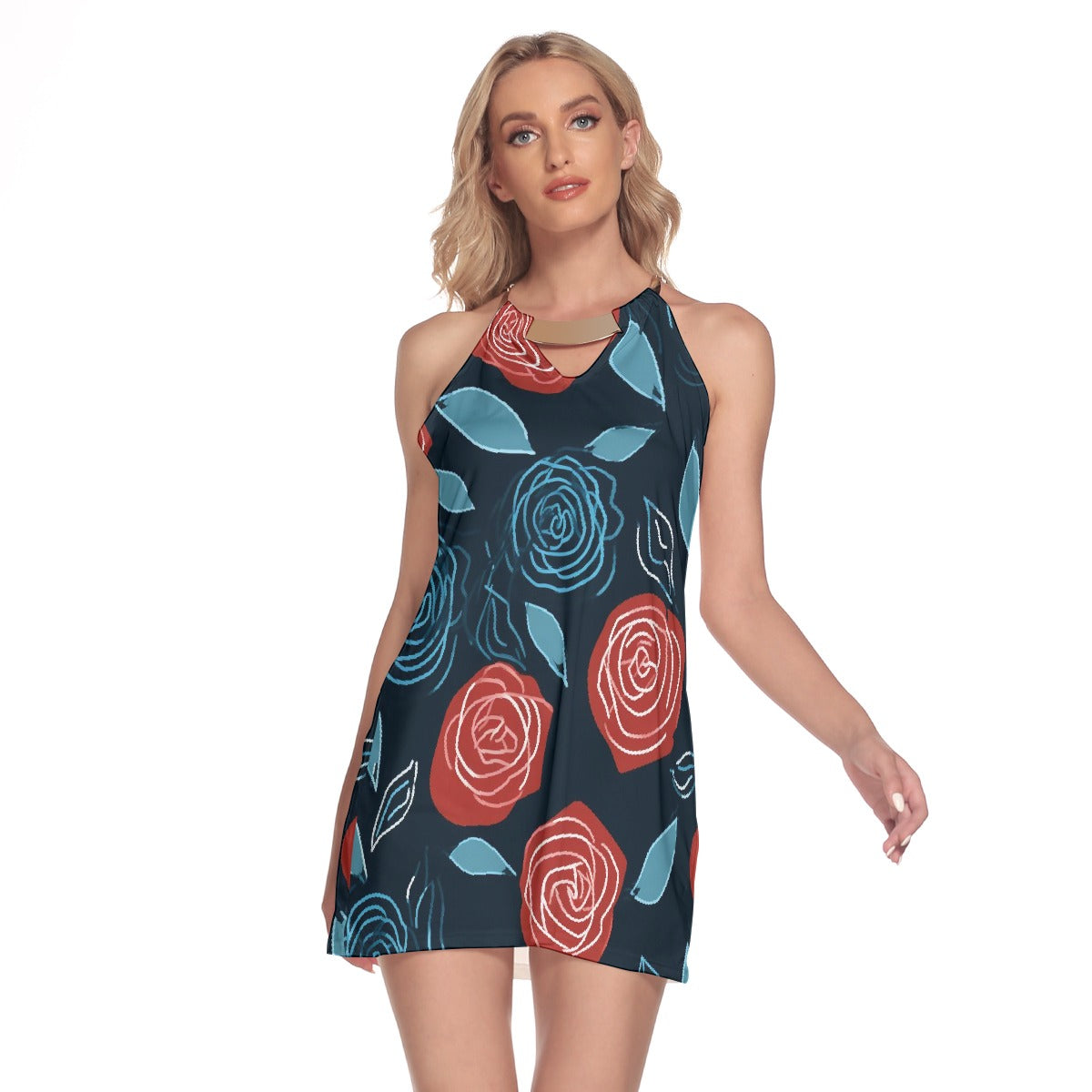 All-Over Print Women's Round Neck Above Knee Dress