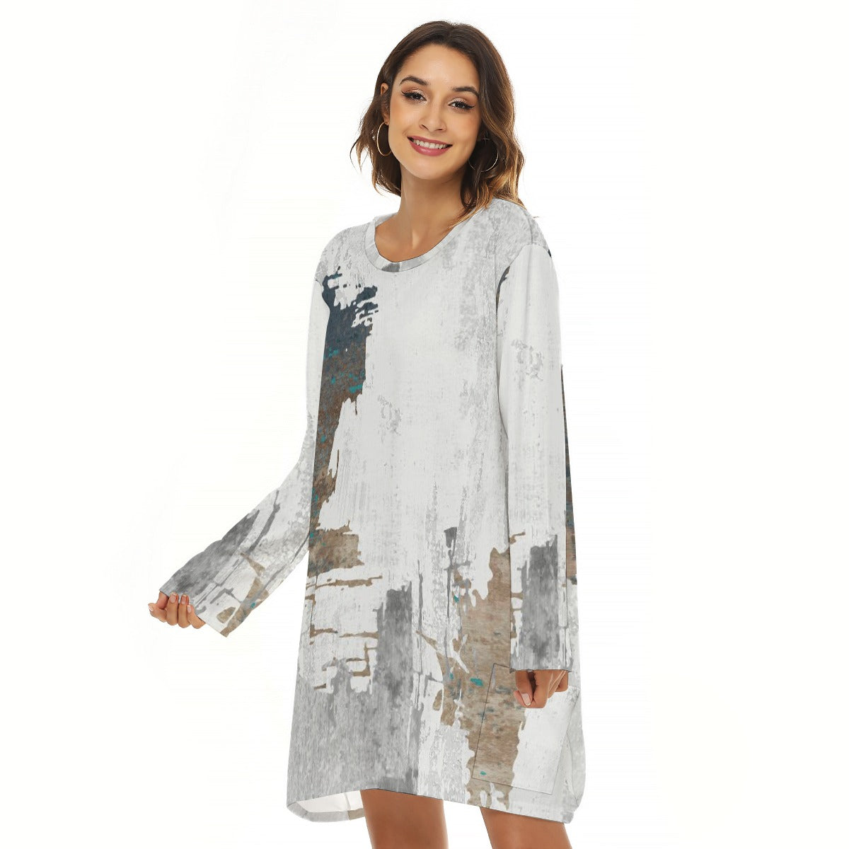 All-Over Print  Women's Loose Crew Neck Dress