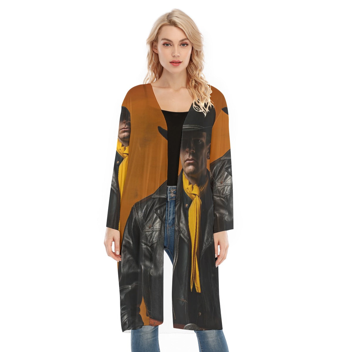 All- Over Print Women's Long Sleeve Mesh Cardigan