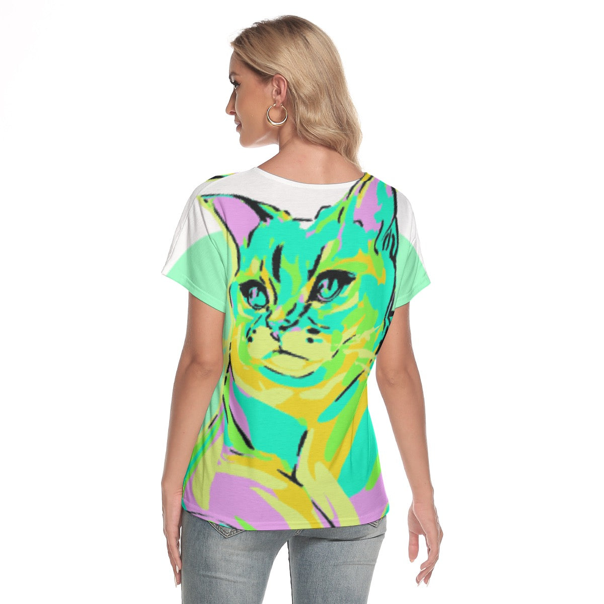 All-Over Print Women's Loose V-neck Short Sleeve T-shirt