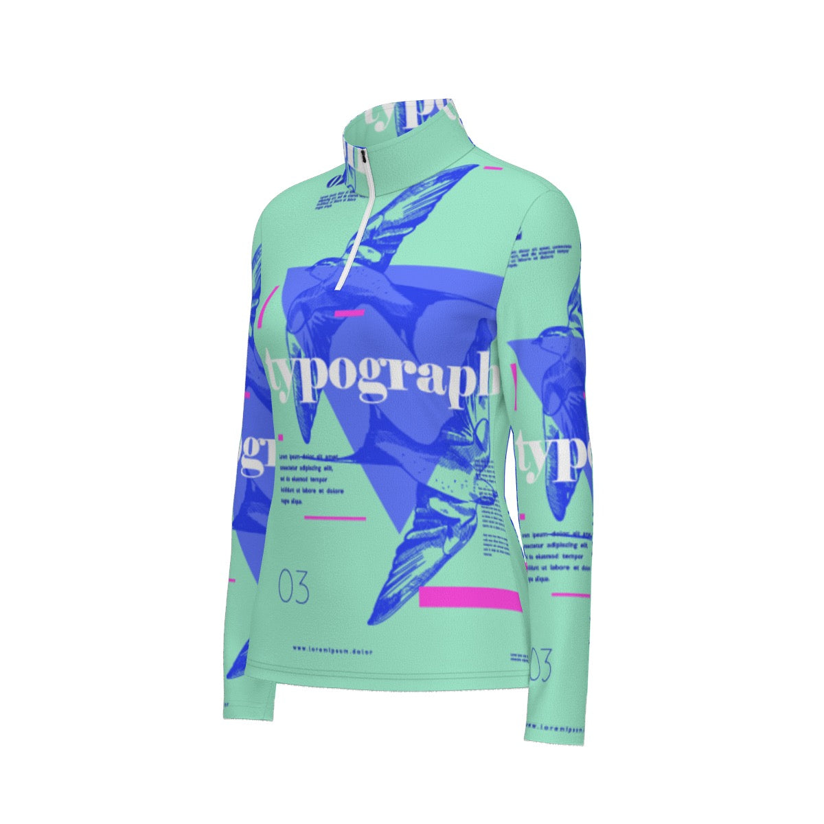 All-Over Print Women's Sports Collar Jersey With Long Sleeve