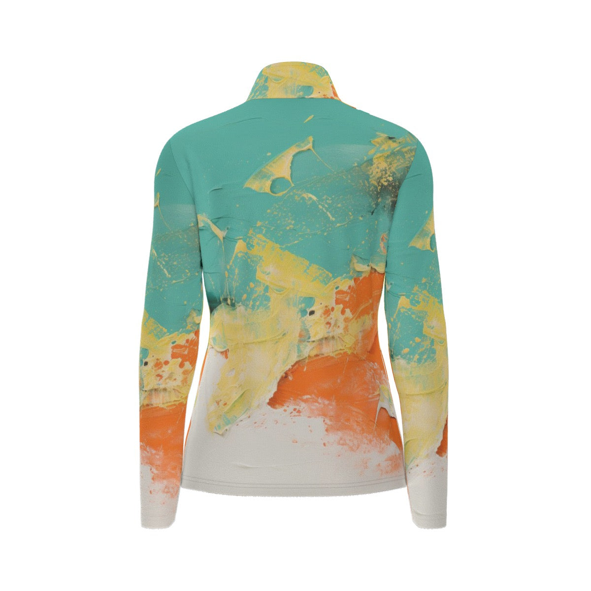 All-Over Print Women's Sports Collar Jersey With Long Sleeve