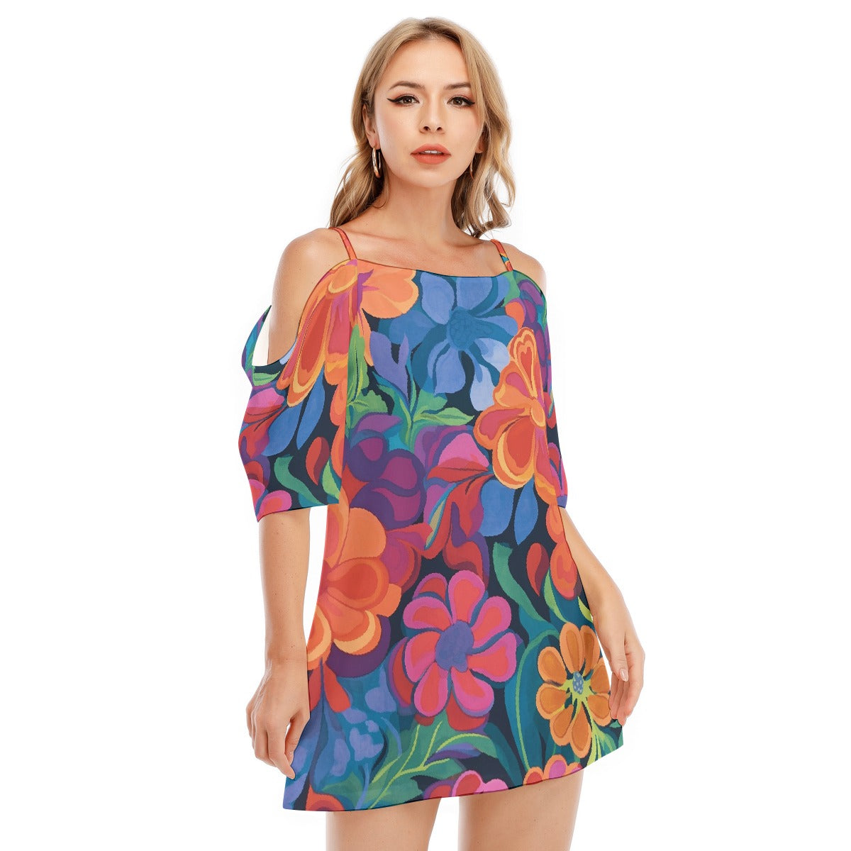 All-Over Print Women's Off-shoulder Cami Dress