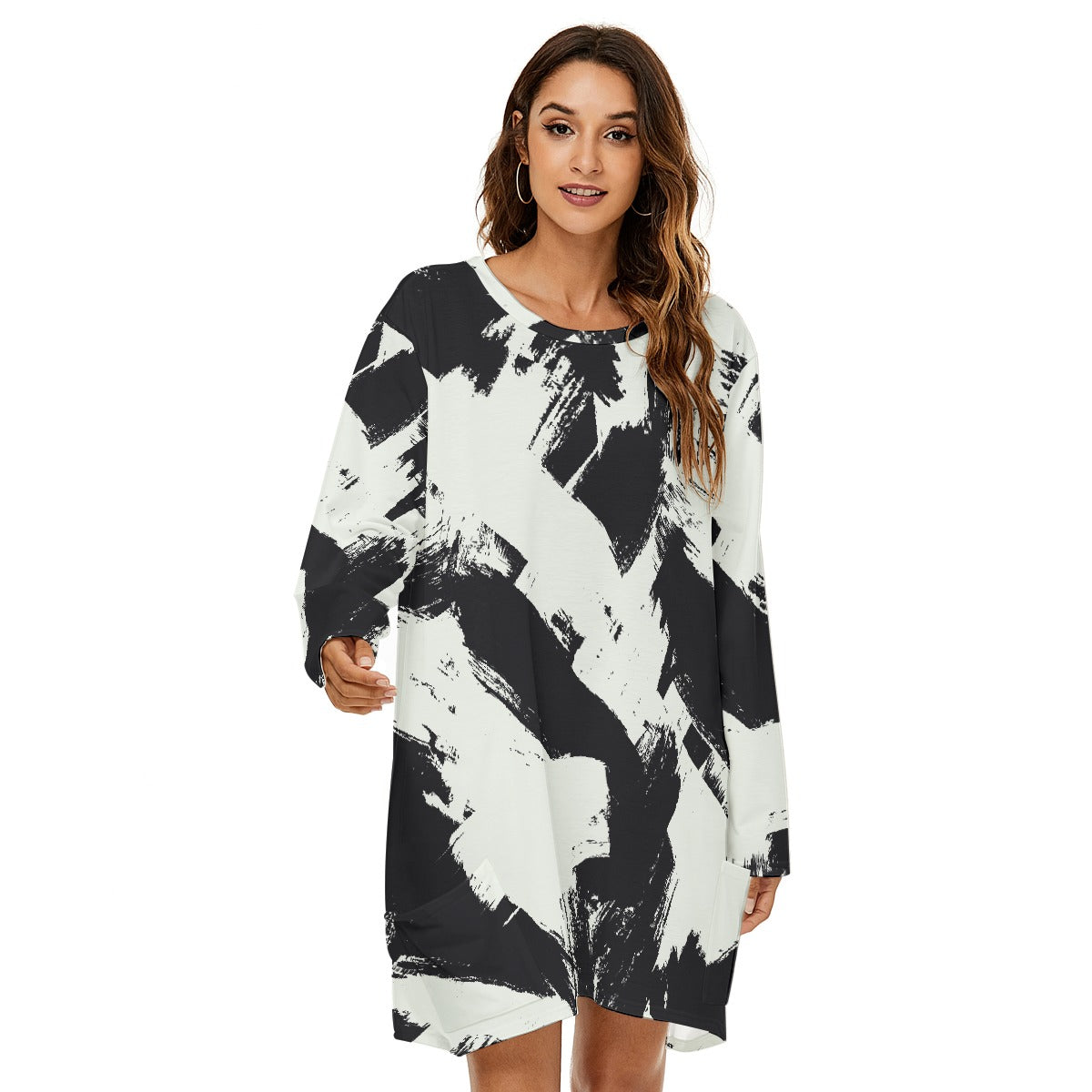 All-Over Print  Women's Loose Crew Neck Dress