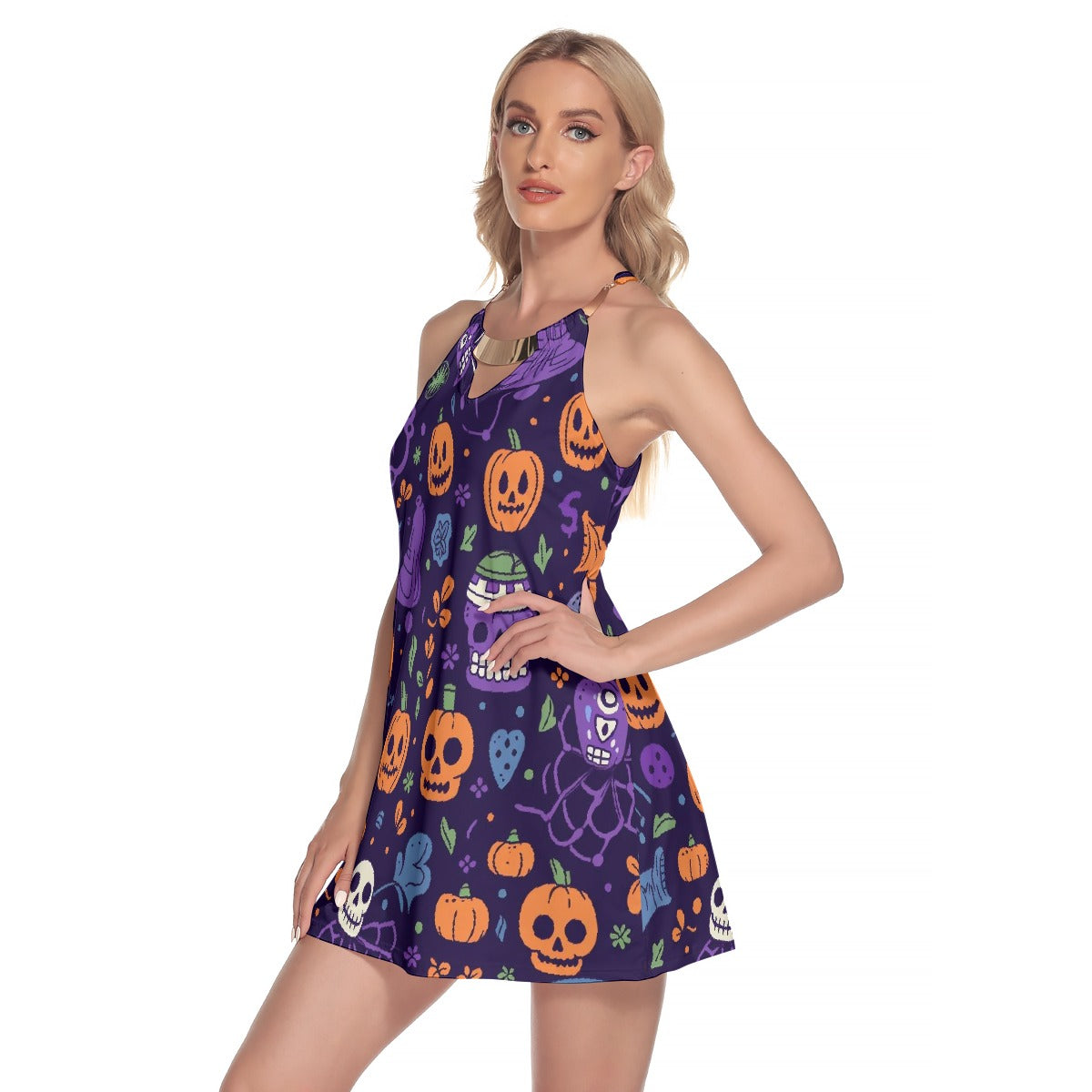 All-Over Print Women's Round Neck Above Knee Dress