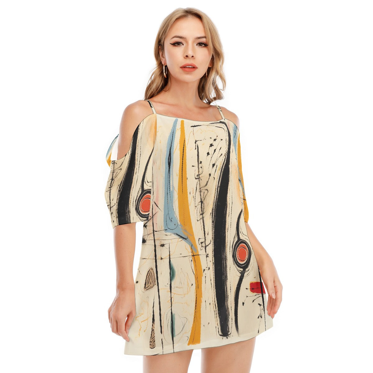 All-Over Print Women's Off-shoulder Cami Dress